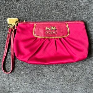 COACH Amanda Collection Large Satin Wristlet /Clutch Pink